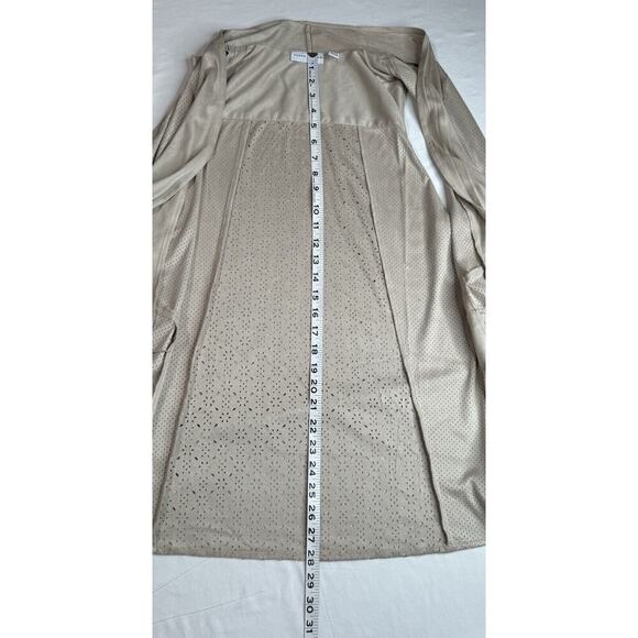 Susan Graver 1X Faux Suede Feel Vest Beige Large Zip Close Pockets New​ - Picture 7 of 11